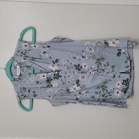 EUC Calvin Klein Petite Floral Button-Up Blouse - Picture 2 of 5